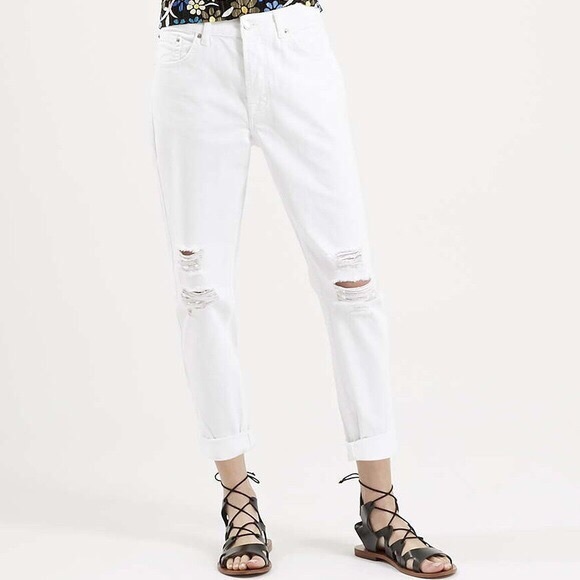 topshop white ripped jeans